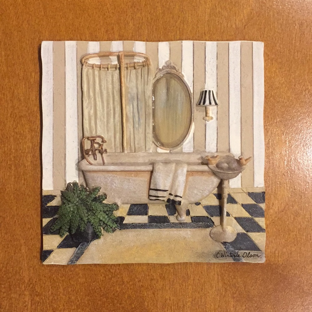 Set of 3 Decorative Bathroom Wall Plaques